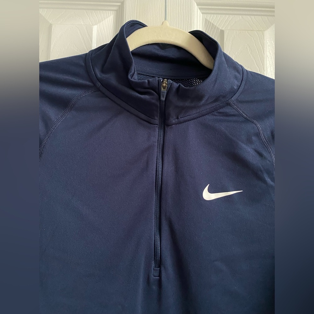 Nike Dri-Fit Quarter Zip Running Jacket w/ Thumb Holes - Navy - Picture 4 of 10